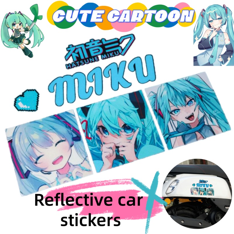Car Accessories Cute - Stiker Reflektif Anime Hatsune Miku Kreatif
